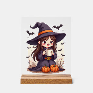 Pumpkin Spice Witch � Cute Halloween Coffee Shirt Acrylic Sign