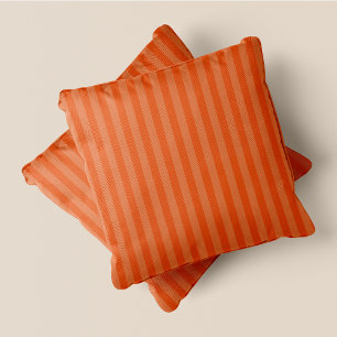 Pumpkin Spice-yyyy Orange & Dark Orange Stripes Throw Pillow