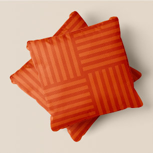 Pumpkin Spice-yyyy Orange Large Stripe Squares Throw Pillow