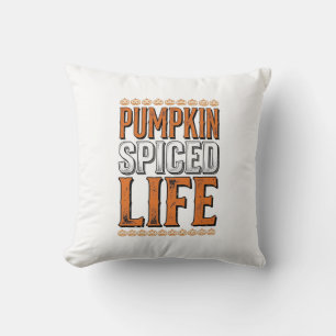 Pumpkin Spiced Life Vintage Halloween Typography D Throw Pillow