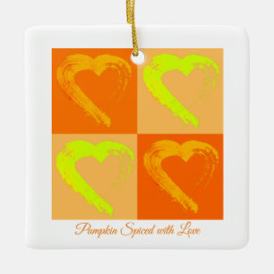 Pumpkin Spiced with Love Hearts Car Ornament