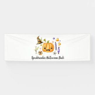 Pumpkin Spooktacular Halloween Bash Party Black Banner