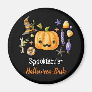 Pumpkin Spooktacular Halloween Bash Party Black Magnet