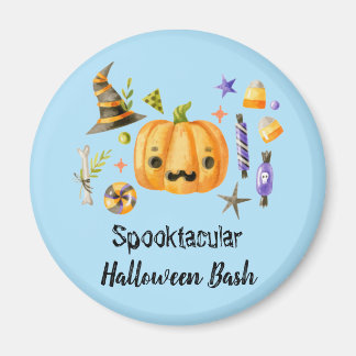 Pumpkin Spooktacular Halloween Bash Party Blue Magnet