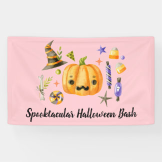 Pumpkin Spooktacular Halloween Bash Party Pink Banner