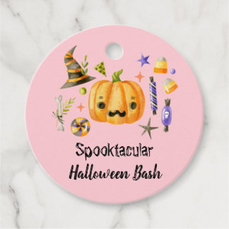 Pumpkin Spooktacular Halloween Bash Party Pink Favour Tags