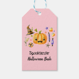 Pumpkin Spooktacular Halloween Bash Party Pink Gift Tags