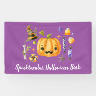 Pumpkin Spooktacular Halloween Bash Party Purple Banner