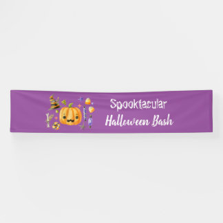 Pumpkin Spooktacular Halloween Bash Party Purple Banner