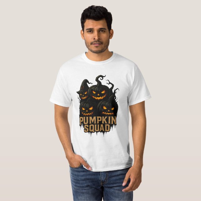 Pumpkin Squad – Dark Jack-o’-Lantern Crew T-Shirt (Front Full)