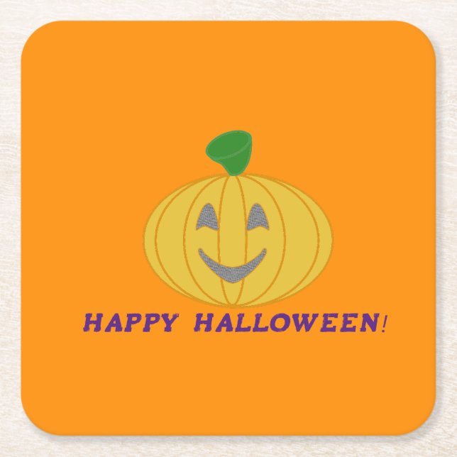 Pumpkin Square Paper Coaster (Front)