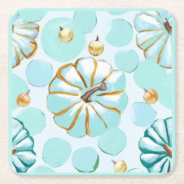 Pumpkin Square Paper Coaster (Front)