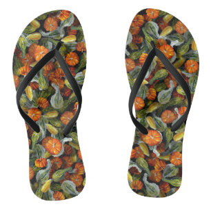 Pumpkin, Squash Autumn Harvest Flip Flops