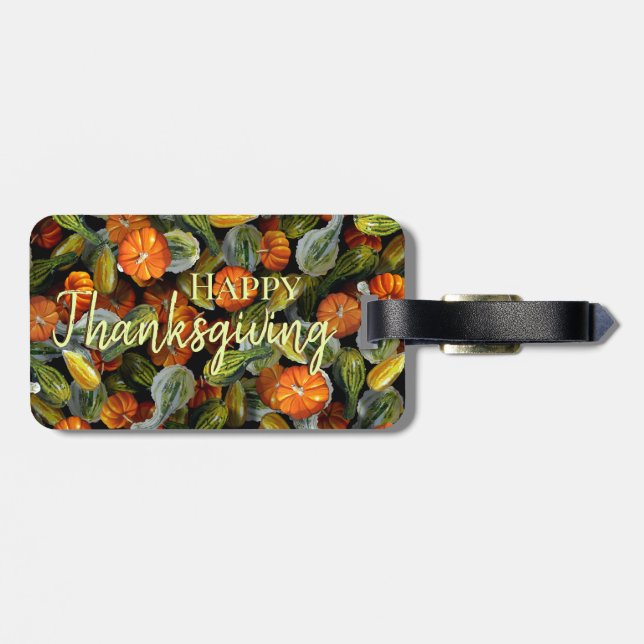 Pumpkin, Squash Autumn Harvest Luggage Tag (Back Horizontal)