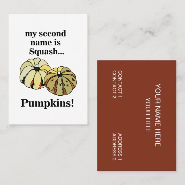 Pumpkin Squash Funny Pumpkins Business Card (Front/Back)