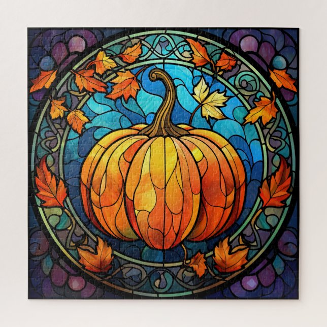 Pumpkin Stained Glass Puzzle (Vertical)