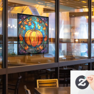 Pumpkin Stained Glass Window Cling