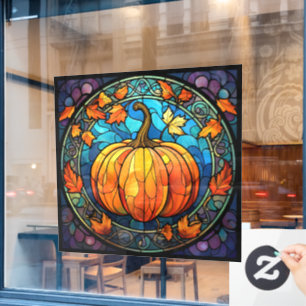 Pumpkin Stained Glass Window Cling