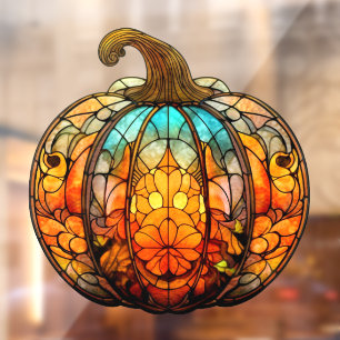 Pumpkin Stained Glass Window Cling