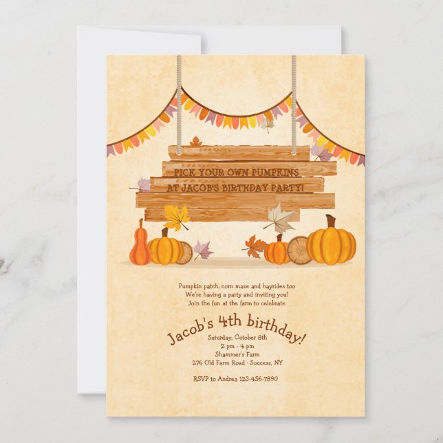 Pumpkin Stand Invitation (Front)