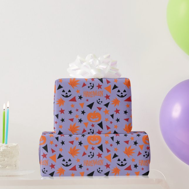Pumpkin, Stars, and Leaf Seamless Wrapping Paper (Party Gifts)