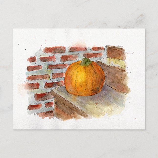 Pumpkin Still Life Watercolor Pumpkin Postcard (Front)