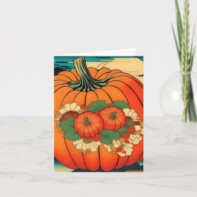 Pumpkin Study - Japanese Style AI - B Holiday Card (Front)