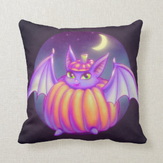 Pumpkin Suit Purple Bat Night Fog Art Throw Pillow