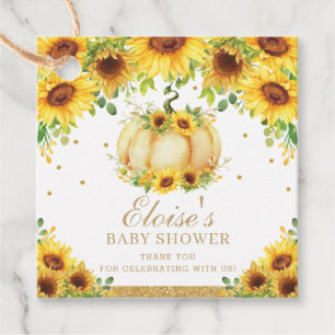 Pumpkin Sunflower Baby Shower  Birthday Thank You Favour Tags