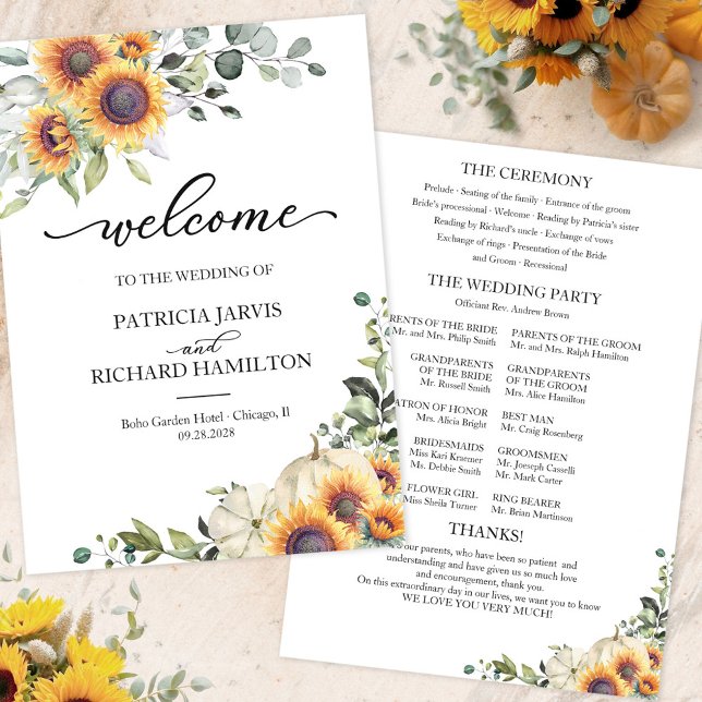 Pumpkin Sunflower Fall Wedding Ceremony Program (Creator Uploaded)