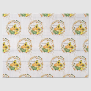 Pumpkin Sunflower Floral Fall Foliage Bird Wreath  Tissue Paper