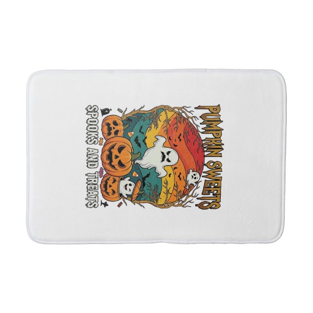 Pumpkin Sweets Spooks Treats Halloween Ghosts Pump Bath Mat (Front)