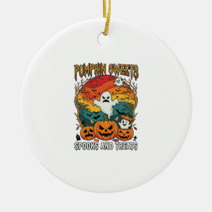 Pumpkin Sweets Spooks Treats Halloween Ghosts Pump Ceramic Ornament