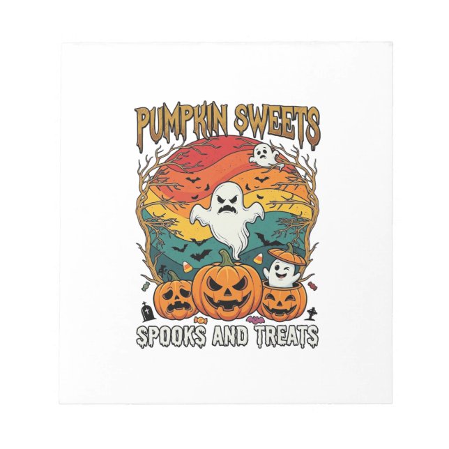 Pumpkin Sweets Spooks Treats Halloween Ghosts Pump Notepad (Front)