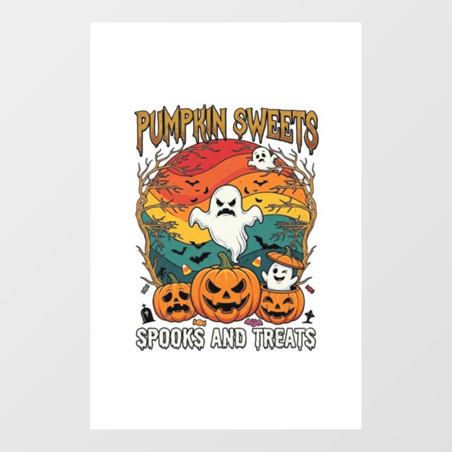 Pumpkin Sweets Spooks Treats Halloween Ghosts Pump Window Cling (Sheet)