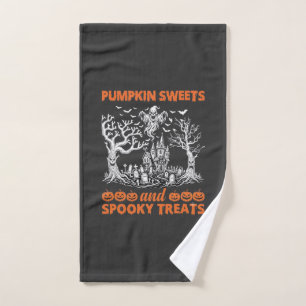 Pumpkin Sweets Spooky Treats Haunted Castle Ghost Hand Towel