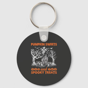 Pumpkin Sweets Spooky Treats Haunted Castle Ghost Keychain