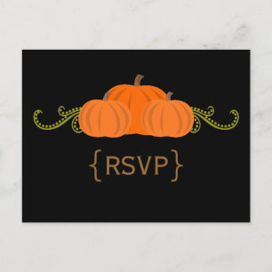 Pumpkin Swirls Fall Wedding RSVP Postcard (dark)