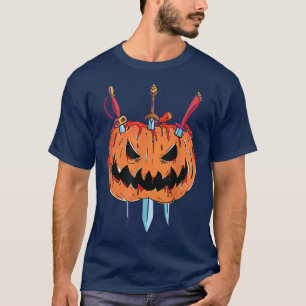 Pumpkin Sword Pirate Halloween Scary Jack O Lanter T-Shirt