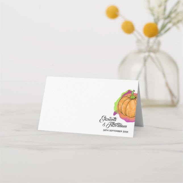 Pumpkin Table Place Card or Escort Card (Front)