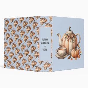 Pumpkin Teapot with Fall Florals Illustration  Binder