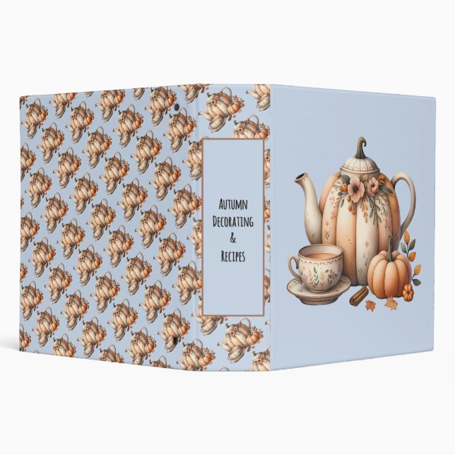 Pumpkin Teapot with Fall Florals Illustration  Binder (Background)