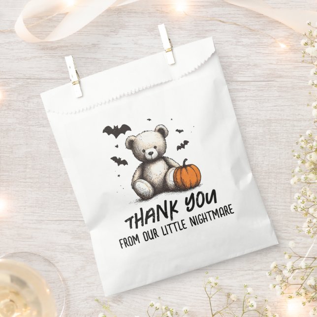 Pumpkin Teddy Baby Shower Favour Bag (Clipped)