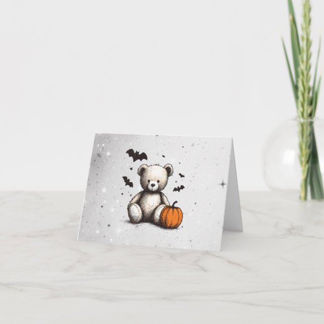 Pumpkin Teddy Baby Shower Thank You Card (Front)