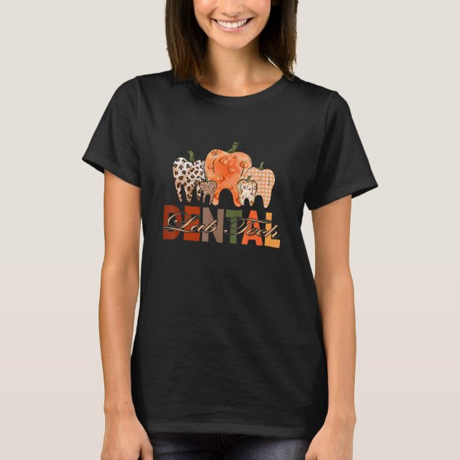 Pumpkin Teeth Leopard Pattern Dentist Near Me Dent T-Shirt (Front)