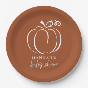 Pumpkin Terracotta Boho Burnt Orange Baby Shower Paper Plate