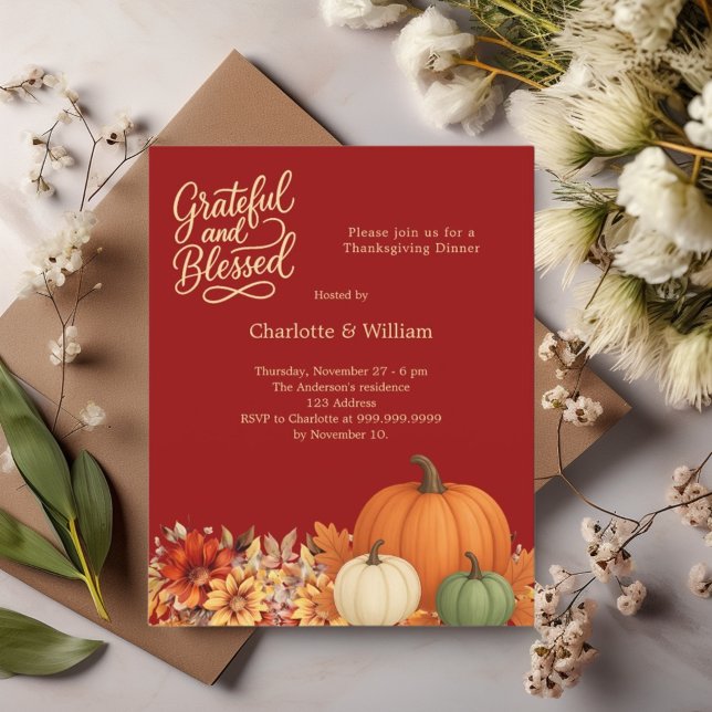 Pumpkin terracotta Thanksgiving Dinner invitation (Creator Uploaded)