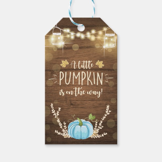 Pumpkin Thank You Tag Rustic Fall Wood Lights (Front)