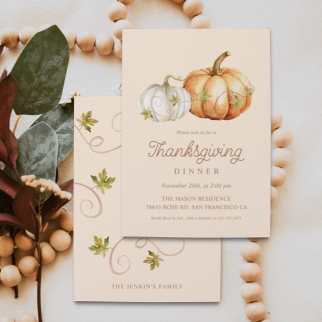 Pumpkin Thanksgiving Dinner Invitation (Creator Uploaded)