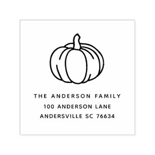 Pumpkin Thanksgiving Family Return Address Self-inking Stamp